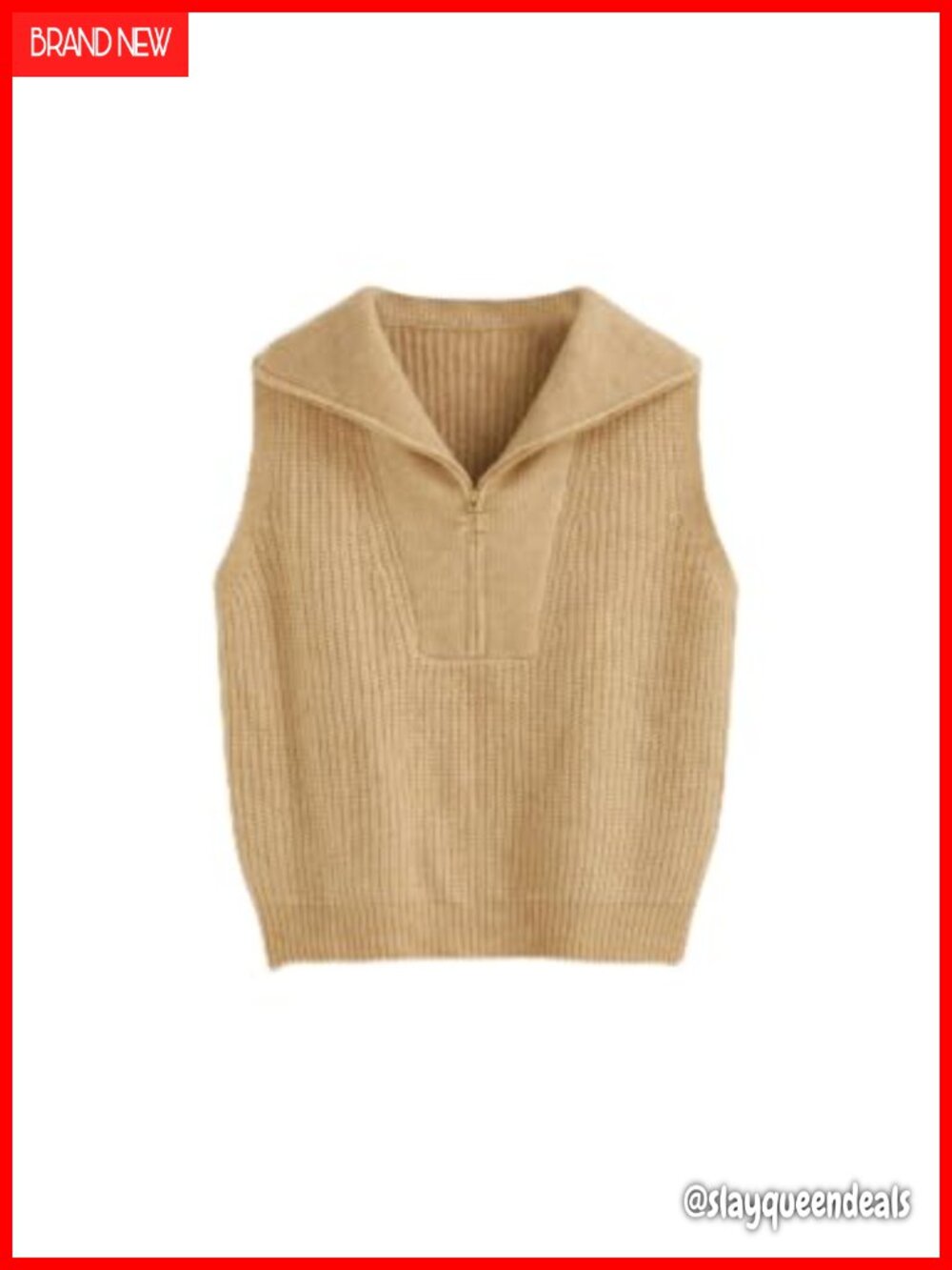 Sleeveless Quarter Zip Sweater Vest Wool Blend Pullover
